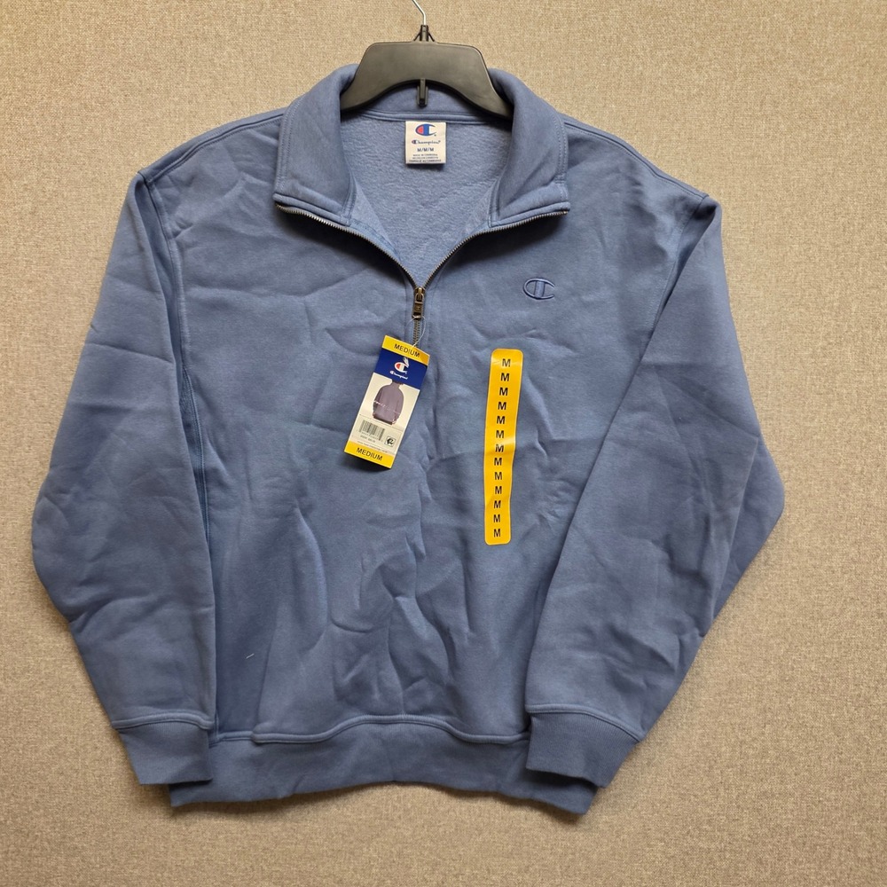 Champion Mens Quarter Zip Sweatshirt Blue Fleece Pullover CPM254TL06 Medium